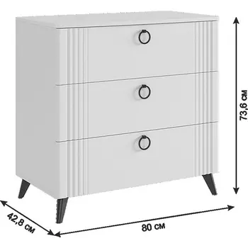 Спальный гарнитур "Ева К1" Mebelson (ЛДСП,ПВХ,МДФ,Металл/Светлое дерево,Белый,Кремовый) арт.СК01Ева.3198