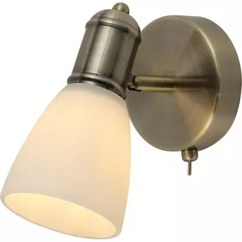 Спот Escada Vintage 2135/1A 1x40Вт E27, металл/стекло, бронза, белый матовый плафон, с выключателем