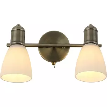 Спот Escada Vintage 2135/2A 2x40Вт E27, металл/стекло, бронза, белый матовый плафон, с выключателем