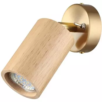 Спот Odeon Light Caucho 7061/1W светлое дерево/металл с выкл. IP20 GU10 LED 7W 220V