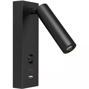 Спот SP-BED-CHARGE-S60x125-3W Warm3000 (BK, 20 deg, 230V, USB-A, USB-C) (Arlight, IP20 Металл, 3 года) 029629(1)