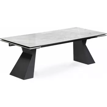 Стеклянный стол Денхольм 240 (Денхольм 240(290)х100х75 rystal onyx bianco / черный) Woodville арт.588037