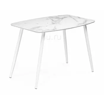 Стеклянный стол Woodville Эмма белый мрамор 462159