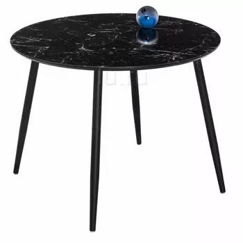 Стеклянный стол Woodville Кловис вставка стекло черный мрамор / черный 462138