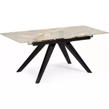 Стеклянный стол Морсби (Морсби 140(200)х80х80 butterfly onyx beige / черный) Woodville арт.588049