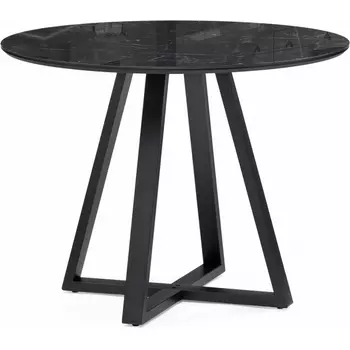 Стеклянный стол Норфолк 100 (Норфолк 100х78 черный мрамор / черный) Woodville арт.588038