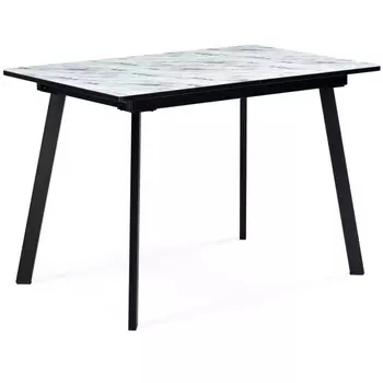Стеклянный стол Woodville Агни 110(140)х68х76 мрамор белый / черный матовый 528558