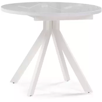 Стеклянный стол Woodville Ален 90(120)х90х75 белый 516555