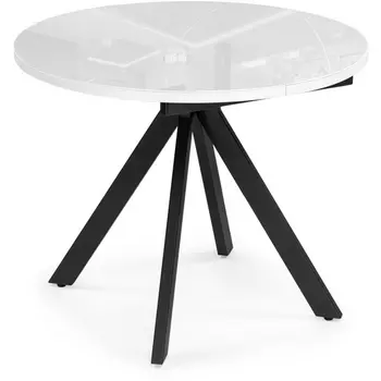 Стеклянный стол Woodville Ален 90(120)х90х75 белый / черный 516556