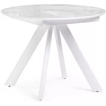 Стеклянный стол Woodville Галвестон 100х76 белый мрамор / белый 532393