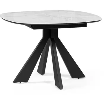 Стеклянный стол Woodville Эдли 110х76 белый мрамор / черный 532403