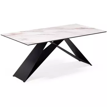 Стеклянный стол Woodville Ноттингем 180х90х74 оптивайт / черный 553545