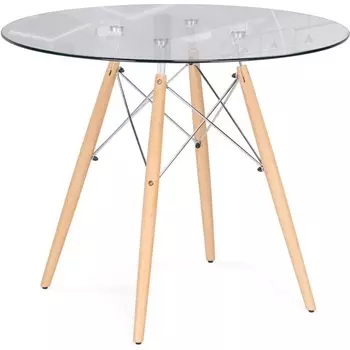 Стеклянный стол Woodville PT-151 80х80х76 clear glass / wood 15486