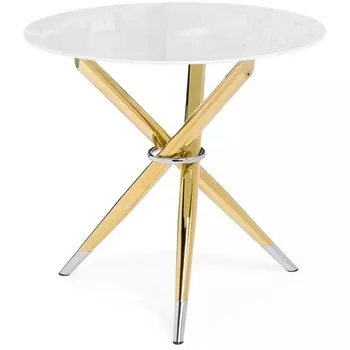 Стеклянный стол Woodville Rock 80х75 white / gold 15550