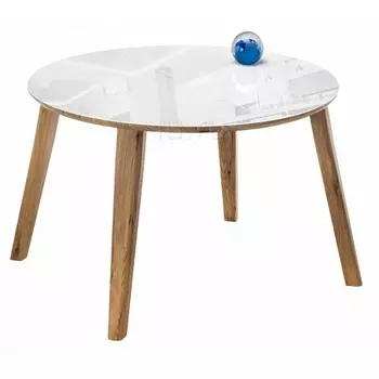 Стеклянный стол Woodville Семвэлл белый / дуб монтана 462080