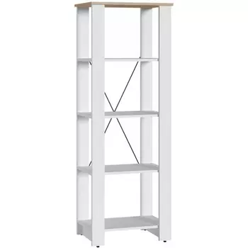 Стеллаж Джастин 13.354 (Джастин 13.354 белый PE шагрень / дуб белый exclusive OW D4430) Mobi арт.564842