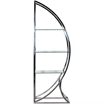 Стеллаж "Полусфера" прозрачное стекло/хром 71*48*202см Garda Decor арт.KFG087