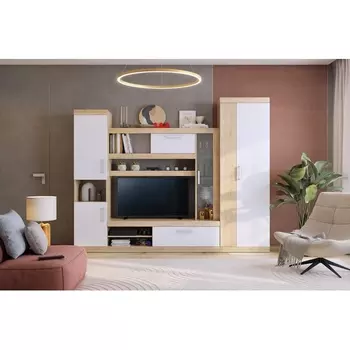 Стенка для гостиной Макси К1, цвет дуб сонома/белое дерево Mebelson (арт.К1Макси.2724)