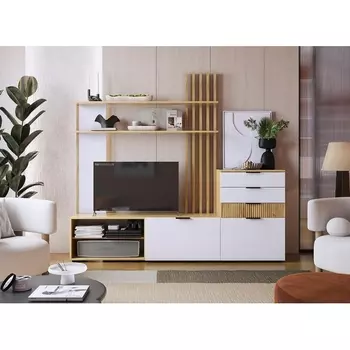 Стенка Woodville Бери К3 дуб крафт золотой / белое дерево комплектация 3 арт.577858