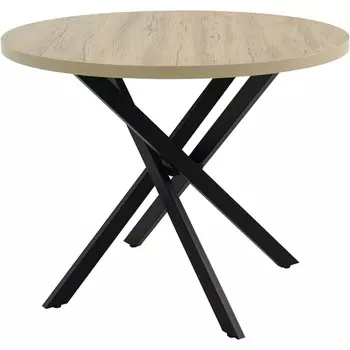 Стол Аврора Рига D950,Дуб Сильверджек Ореховый, Поненте/Чёрный