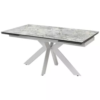 Стол BELLUNO 160 KL-170 MALACHITE, итальянская керамика/ белый каркас (M-City)