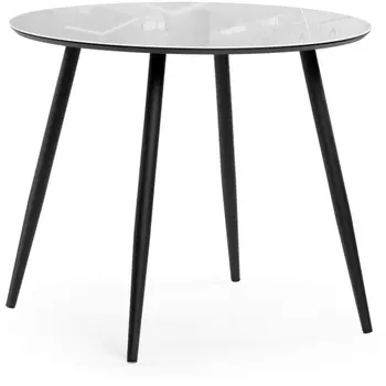 Стеклянный стол Notta Абилин 90х76 ультра белое стекло / черный / черный матовый 516540