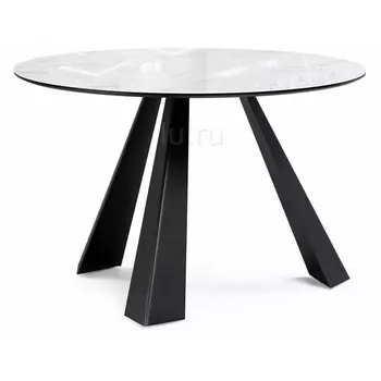 Стеклянный стол Woodville Вернер белый мрамор / черный 474327