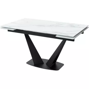 Стол БЕЛЫЙ МРАМОР, стекло / ЧЕРНЫЙ, M-City Ниагара 480M04461