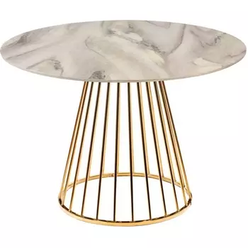 Стол Bradex Home Liverpool диам.100см, керамогранит белый мрамор с золотистыми ножками (FR 0947)