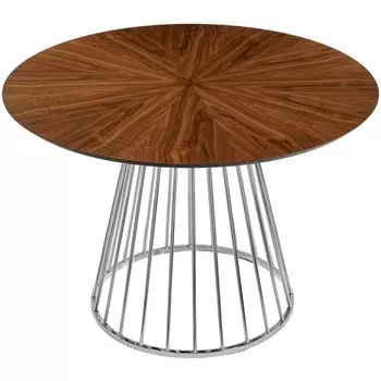 Стол Bradex Home Liverpool диам.110см, шпон орех лучевой набор, с хромированными ножками (RF 0519)