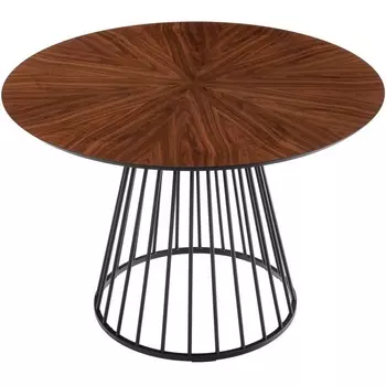 Стол Bradex Home Liverpool диам.110см, шпон орех лучевой набор, с черными ножками (RF 0520)