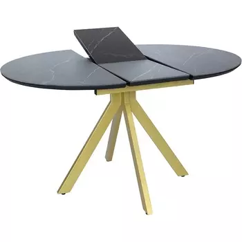 Стол Bradex Home Rudolf круглый раскладной 100-130x100x75см, черный керамогранит, матовое золото (RF 0641)