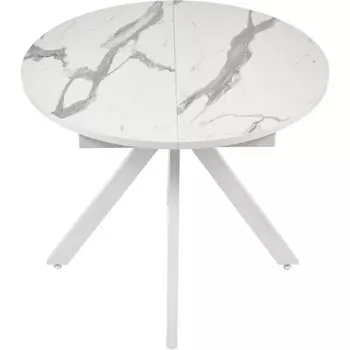 Стол Bradex Home Rudolf круглый раскладной 90-120x90x75см, белый мрамор, белый (RF 0465)