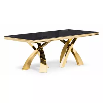 Стеклянный стол Woodville Komin 2 черный / золото 15308