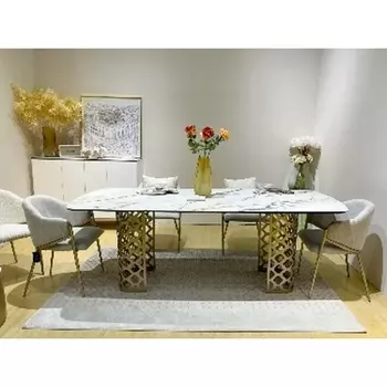 Стол CHIAVARI 220 KL-116 Черный мрамор матовый, итальянская керамика / бронзовый М-City M-City