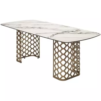 Стол CHIAVARI 220 KL-188 Контрастный мрамор матовый, итальянская керамика / Шампань М-City M-City