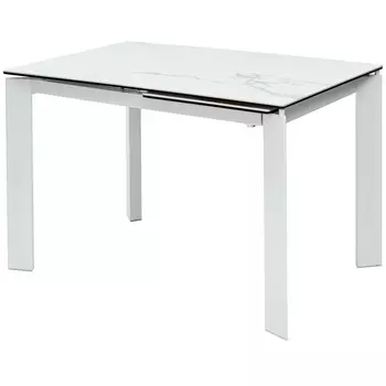 Стол CORNER 120 MATTE STATUARIO Белый мрамор матовый керамика, стекло/ белый каркас М-City M-City
