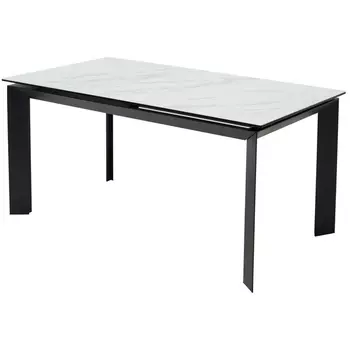 Стол CREMONA 140 KL-99 Белый мрамор матовый, итальянская керамика / черный каркас М-City M-City