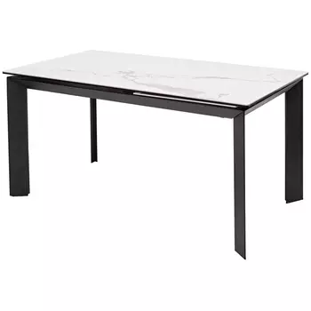 Стол CREMONA 140 MATTE STATUARIO Белый мрамор матовый, керамика/ черный каркас М-City M-City