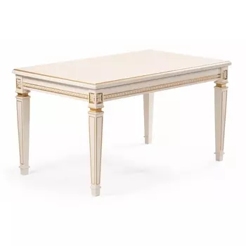 Деревянный стол Woodville Паветти слоновая кость / золото 505468