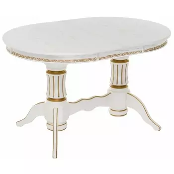 Стол деревянный Woodville Герцог молочный / золотая патина арт.615196