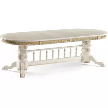 Стол деревянный Woodville Кассиль крем / золотая патина арт.615219