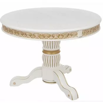 Стол деревянный Woodville Лорд молочный / золотая патина арт.615199