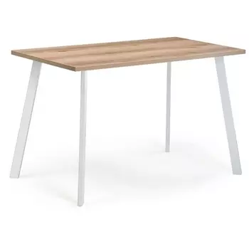 Стол деревянный Woodville Тринити Лофт 140 25 мм дуб делано светлый / белый матовый 489658