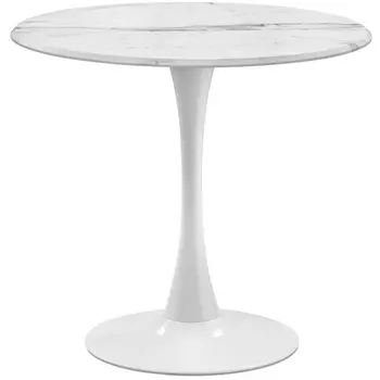 Стол деревянный Woodville Тулип 80х73 мрамор белый / белый 530832