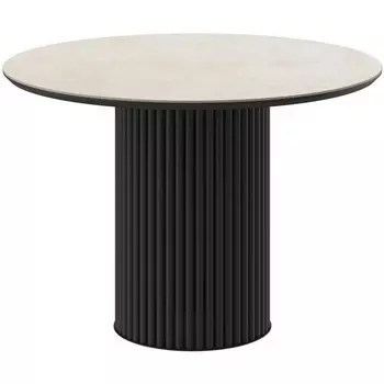 Стол DikLine AKR120 Керамика Krater Perla (бежевый матовый)/подстолье черное/опоры черные (2 уп.), арт.00-00075273 Dikline