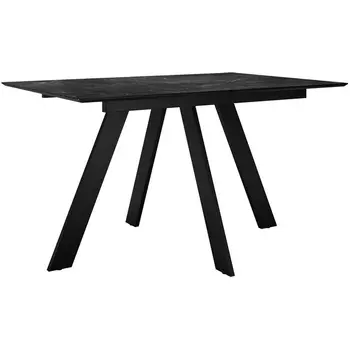 Стол DikLine DKD120, керамика 120(160)х80, мрамор черный матовый, опоры черные (2 уп.) арт.00-00075778 Dikline