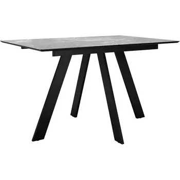 Стол DikLine DKD120, керамика 120(160)х80, мрамор серый матовый, опоры черные (2 уп.) арт.00-00076074 Dikline