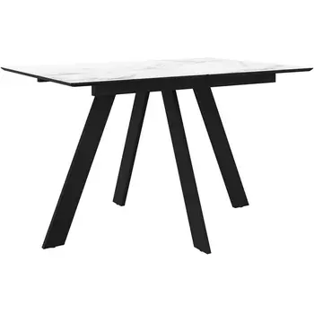Стол DikLine DKD120, керамика 120(160)х80, мрамор белый матовый, опоры черные (2 уп.) арт.00-00075136 Dikline