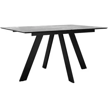 Стол DikLine DKD140, керамика 140(180)х80, мрамор серый матовый, опоры черные (2 уп.) арт.00-00076078 Dikline